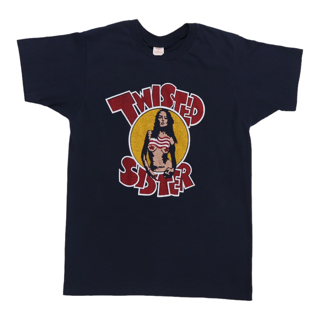 Black Twisted Sister T Shirt 1970s Medium 50 50 Poly Cotton: Black Twisted Sister T Shirt 1970s Medium 50 50 Poly Cotton Authentic original vintage Twisted Sister shirt from the 1970s. This black shirt has no back graphics and is described as being in excellent