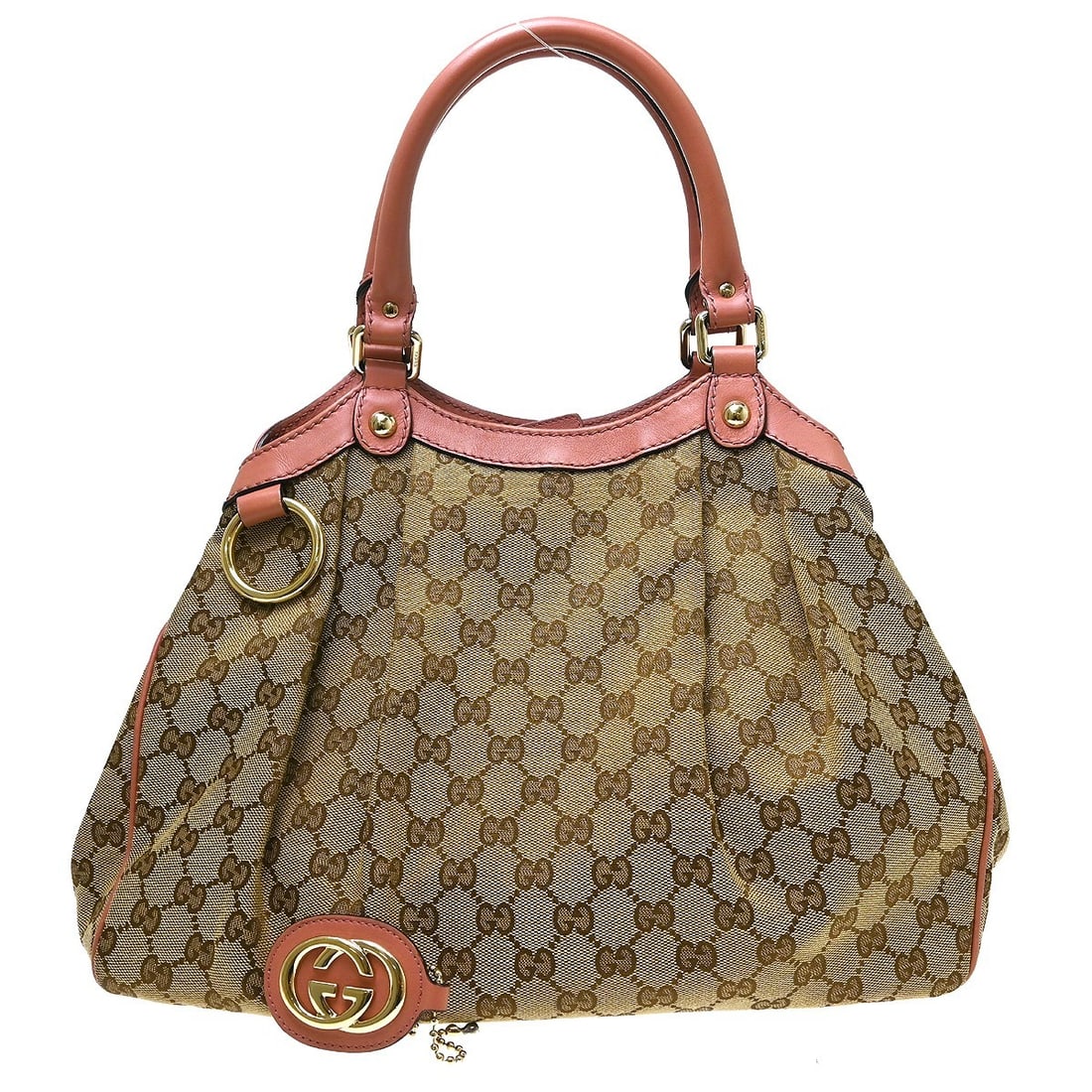 Gucci Sukey medium beige GG canvas leather tote with charm (1 of 11)