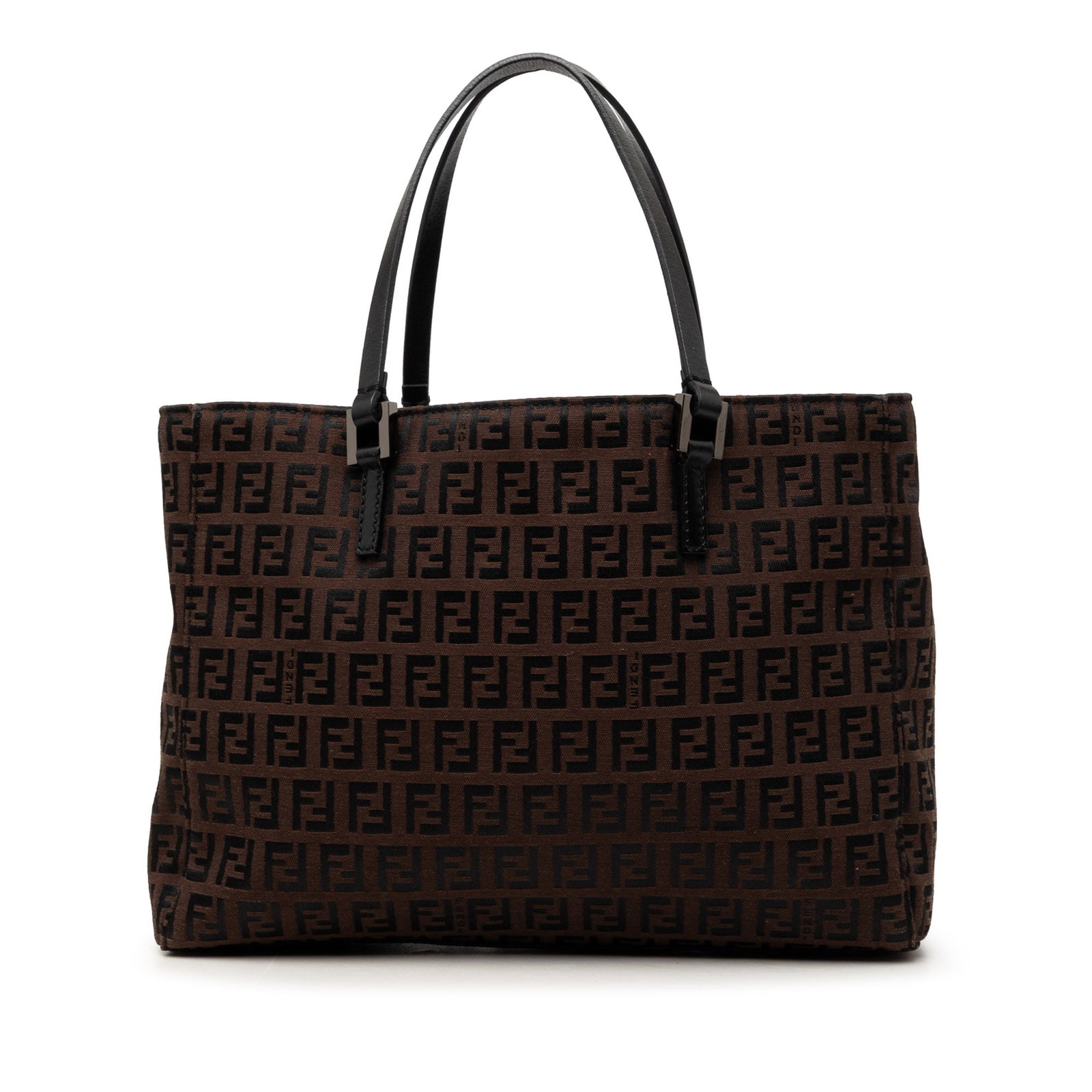 Fendi Zucchino Tote Bag Brown Canvas and Leather: Fendi Zucchino Tote Bag Brown Canvas and Leather Fendi Zucchino canvas tote with a brown fabric body, flat leather handles, an open top, and an interior zip compartment. Made in Italy. Includes dust b
