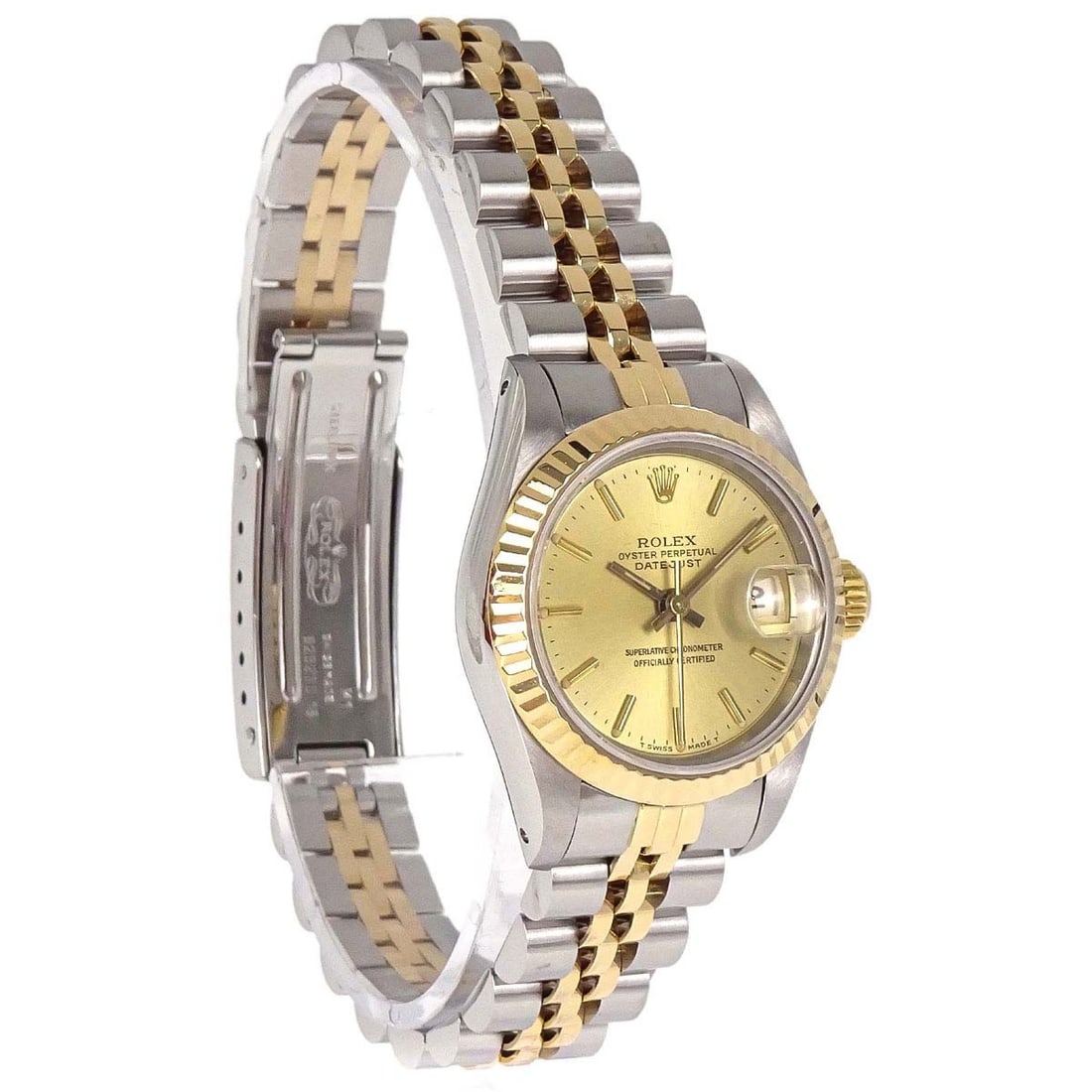 Rolex Datejust 69173 26mm Womens Automatic Wristwatch Steel 18K Gold: Rolex Datejust 69173 26mm Womens Automatic Wristwatch Steel 18K Gold Rolex Oyster Perpetual Datejust women's wristwatch, Ref. 69173, with a 26 mm case and classic style. It features an automatic mecha