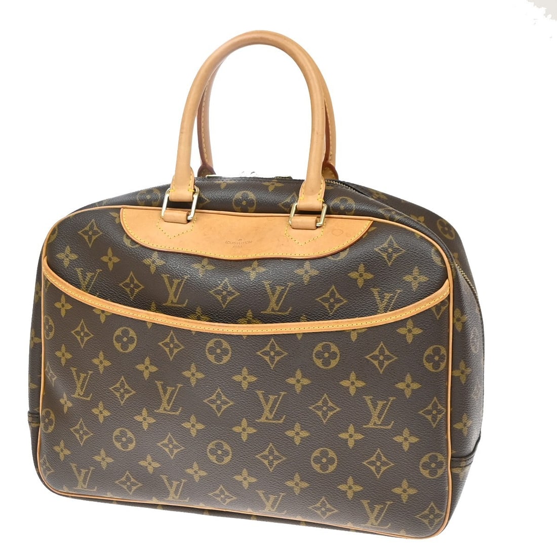 Louis Vuitton Deauville Brown Monogram Canvas Handbag: Louis Vuitton Deauville Brown Monogram Canvas Handbag Louis Vuitton Deauville Monogram handbag in brown canvas, made in France. Designed for women, this model is presented in good condition with light