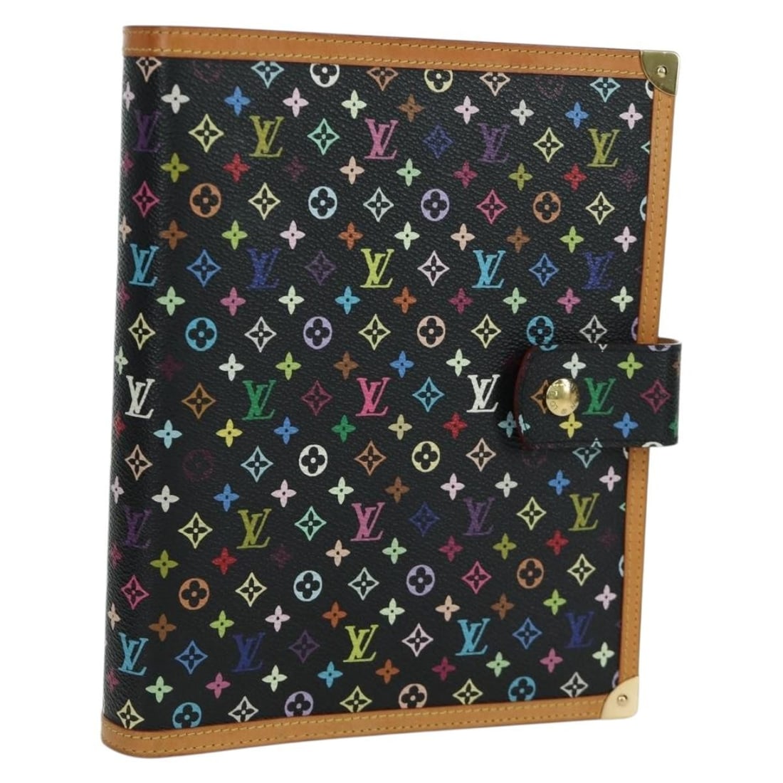 Louis Vuitton Monogram Multicolor Canvas GM Agenda Cover Black R20893: Louis Vuitton Monogram Multicolor Canvas GM Agenda Cover Black R20893 This Louis Vuitton Multicolor Agenda GM day planner cover features the iconic monogram multicolor canvas in black. Designed for wo