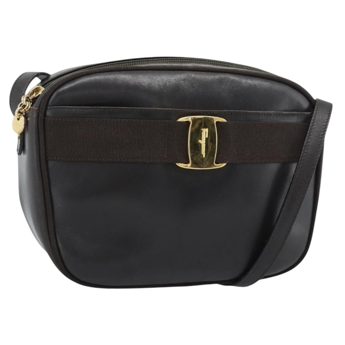 Salvatore Ferragamo Vala Brown Leather Shoulder Bag: Salvatore Ferragamo Vala Brown Leather Shoulder Bag Salvatore Ferragamo Vala leather bag in brown. Made in Italy, this piece is presented in fair condition with visible wear, including shape loss and 
