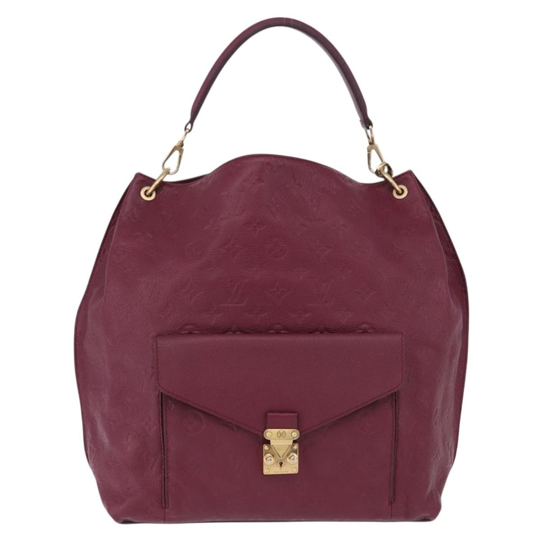 Louis Vuitton Metis Hobo Burgundy Leather Handbag: Louis Vuitton Metis Hobo Burgundy Leather Handbag Louis Vuitton Metis Hobo handbag in burgundy leather with a monogram empreinte finish. It is a female model made in Spain and measures 30 cm x 34 cm x
