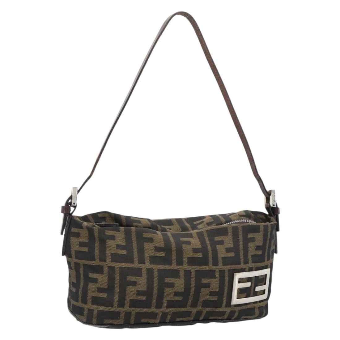 FENDI Zucca Canvas Handbag Brown Black Italy 194247: FENDI Zucca Canvas Handbag Brown Black Italy 194247 Authentic FENDI handbag in brown and black Zucca canvas. This women's bag is made in Italy and is offered in heavily used condition with notable wea
