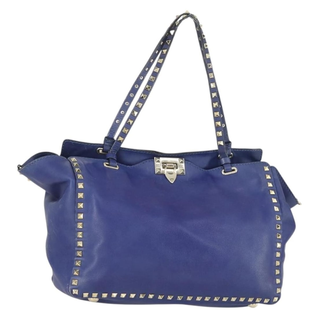 Valentino Purple Leather Handbag with Gold Accents Italy: Valentino Purple Leather Handbag with Gold Accents Italy This Valentino handbag is crafted from leather in a striking combination of purple and gold. Made in Italy, the bag features a structured silho