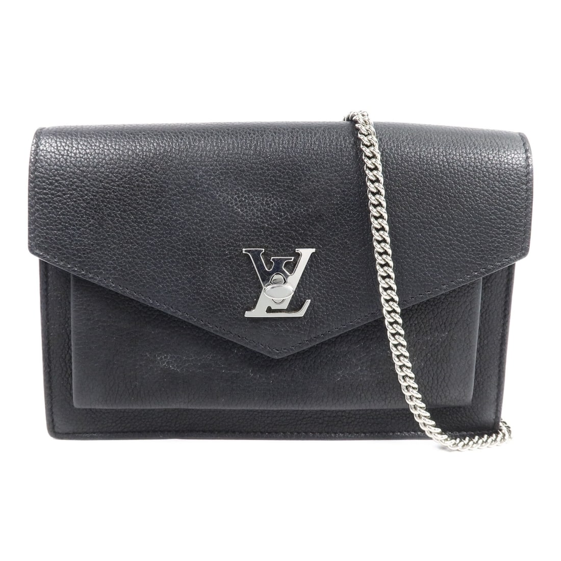 Louis Vuitton Mylockme M63471 black calfskin shoulder bag: Louis Vuitton Mylockme M63471 black calfskin shoulder bag Louis Vuitton Mylockme chain shoulder bag in black calfskin leather with a turn-lock closure and a compact interior layout. This women's shoul