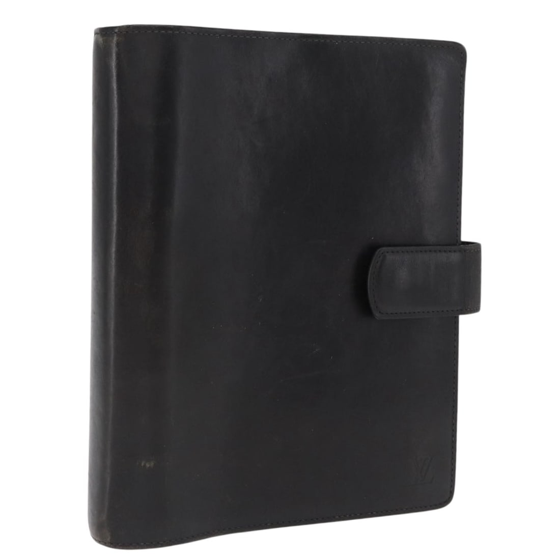 Louis Vuitton R20477 Nomade Leather Agenda GM Planner Cover Black: Louis Vuitton R20477 Nomade Leather Agenda GM Planner Cover Black Louis Vuitton Nomade leather day planner cover in black. This GM agenda cover is made in France and shows heavy use consistent with co
