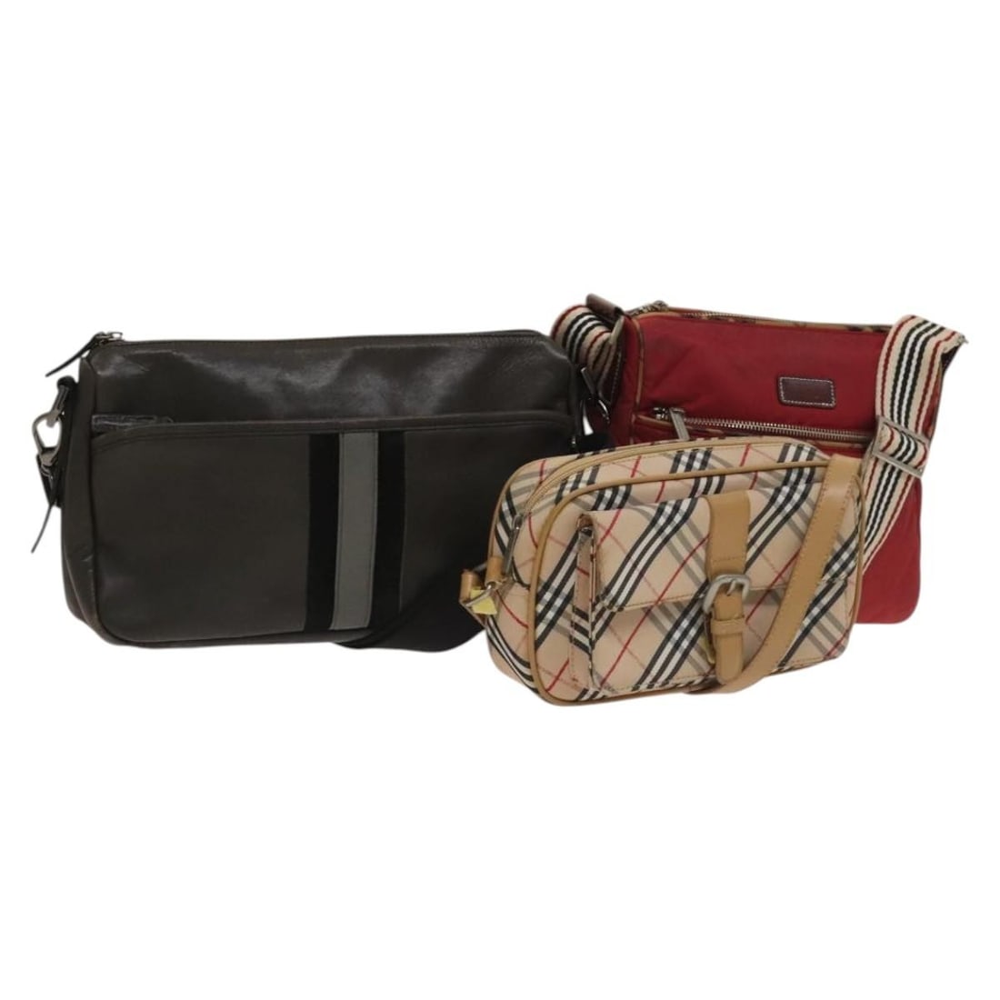 Burberry Nova Check canvas shoulder bag trio beige gray red (1 of 18)