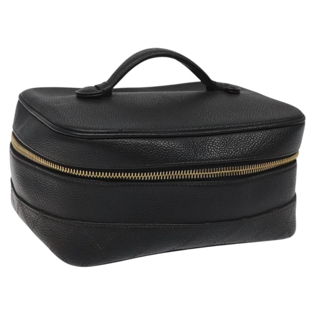 CHANEL Bicolore Vanity Hand Bag Black Caviar Skin France: CHANEL Bicolore Vanity Hand Bag Black Caviar Skin France CHANEL vanity hand bag in black caviar skin, made in France. This women's hand bag measures approximately W19 x H9 x D13 cm (W7.5 x H3.5 x D5.1