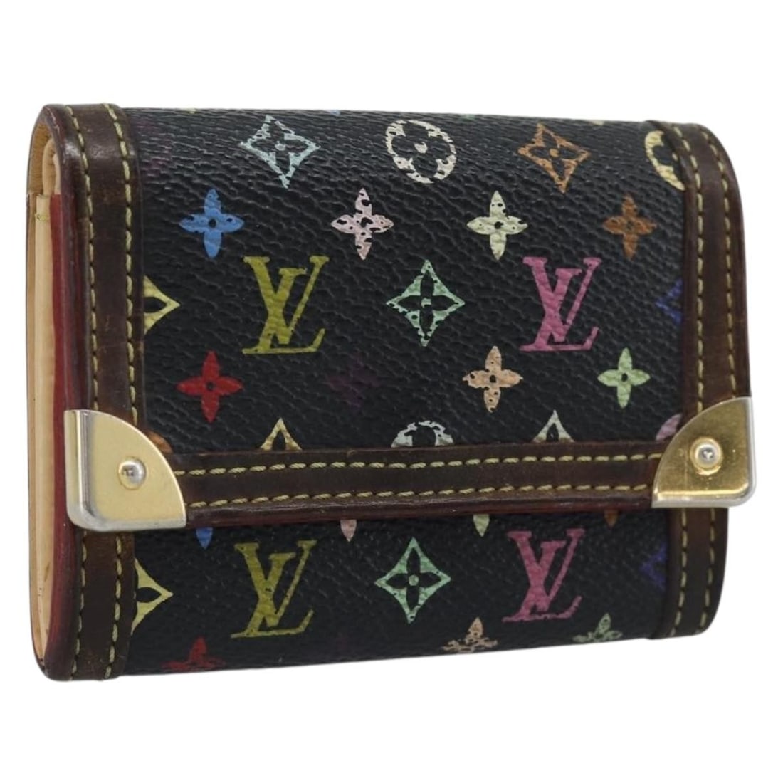 Louis Vuitton M92656 Porte Monnaie Pla coin purse black Monogram Multicolor: Louis Vuitton M92656 Porte Monnaie Pla coin purse black Monogram Multicolor Louis Vuitton Monogram Multicolor coin purse in black Monogram Multicolor Canvas, made in France. This compact piece measure