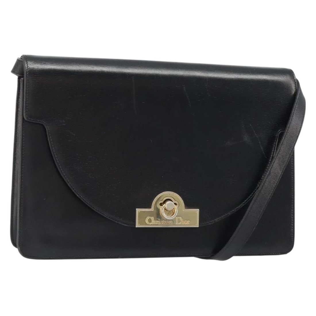 Christian Dior Leather Shoulder Bag in Black with Gold Tone: Christian Dior Leather Shoulder Bag in Black with Gold Tone Christian Dior shoulder bag in black leather with gold-tone accents, made in France. This women's bag is sold as photographed and does not i