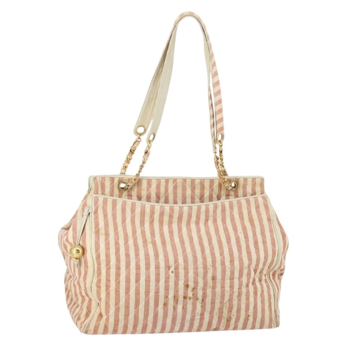 CHANEL Matelasse Canvas Tote in Red and Gold CC Italy: CHANEL Matelasse Canvas Tote in Red and Gold CC Italy Chanel Matelasse tote bag in red and gold canvas. This women's tote is made in Italy and includes only the bag shown. Condition is heavily used, w