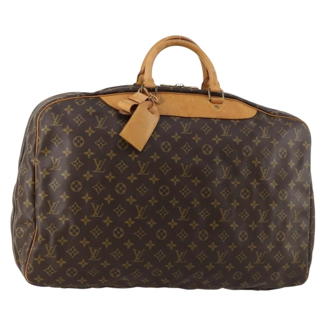 Louis Vuitton Alize Monogram Canvas Boston Bag M41393 with Name Tag: Louis Vuitton Alize Monogram Canvas Boston Bag M41393 with Name Tag This Louis Vuitton Monogram Alize 1 Posh Boston Bag, model M41393, features the iconic monogram canvas exterior and is designed for 