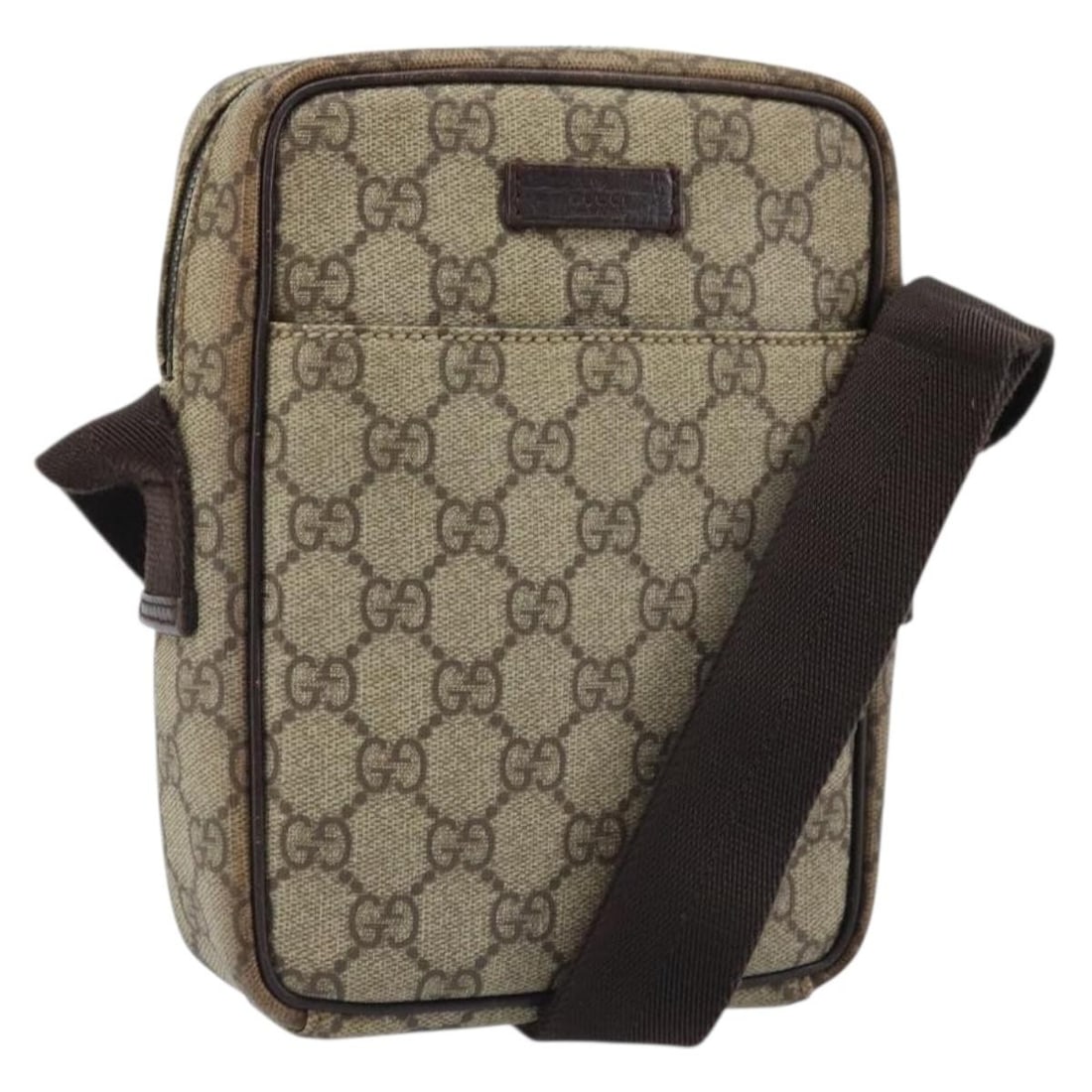 Gucci 122754 GG Supreme PVC Leather Shoulder Bag Beige Silver: Gucci 122754 GG Supreme PVC Leather Shoulder Bag Beige Silver Authentic Gucci GG Supreme shoulder bag in beige and silver with a PVC leather and GG canvas exterior. This women's bag is made in Italy a