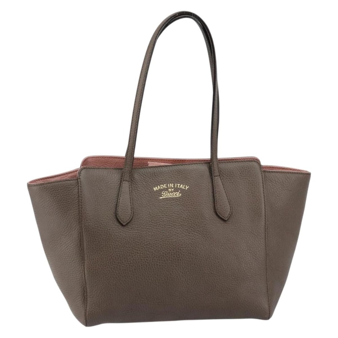 Gucci Swing Tote Gray Leather Handbag: Gucci Swing Tote Gray Leather Handbag Gucci Swing Tote in gray leather with a structured everyday silhouette. Made in Italy, this women's handbag is presented in good condition with slight shape loss,