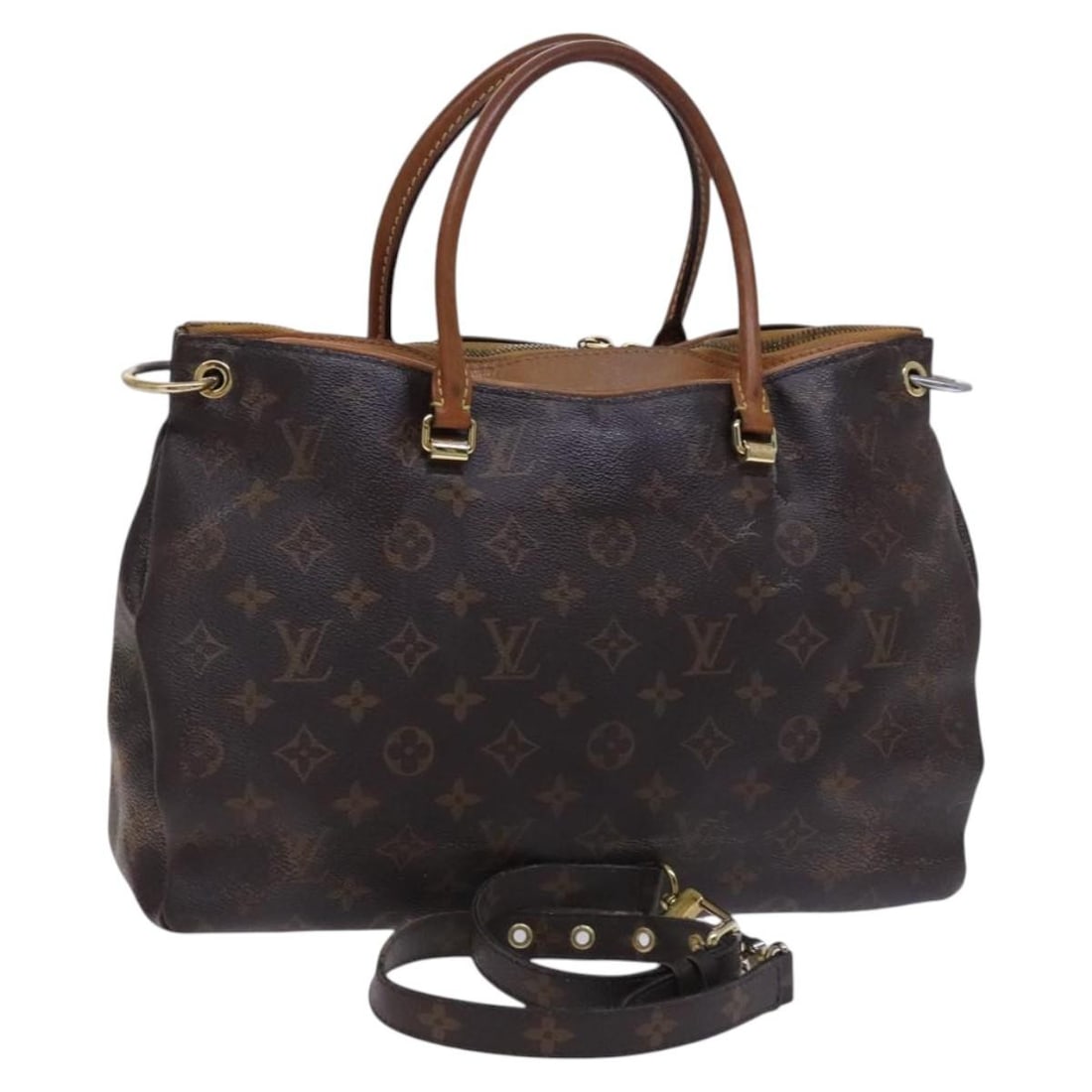 Louis Vuitton Pallas 2way Hand Bag Monogram Canvas Saffron M40929: Louis Vuitton Pallas 2way Hand Bag Monogram Canvas Saffron M40929 Louis Vuitton Monogram Pallas Hand Bag in Monogram Canvas with yellow and saffron exterior accents. This women's 2-way handbag was mad