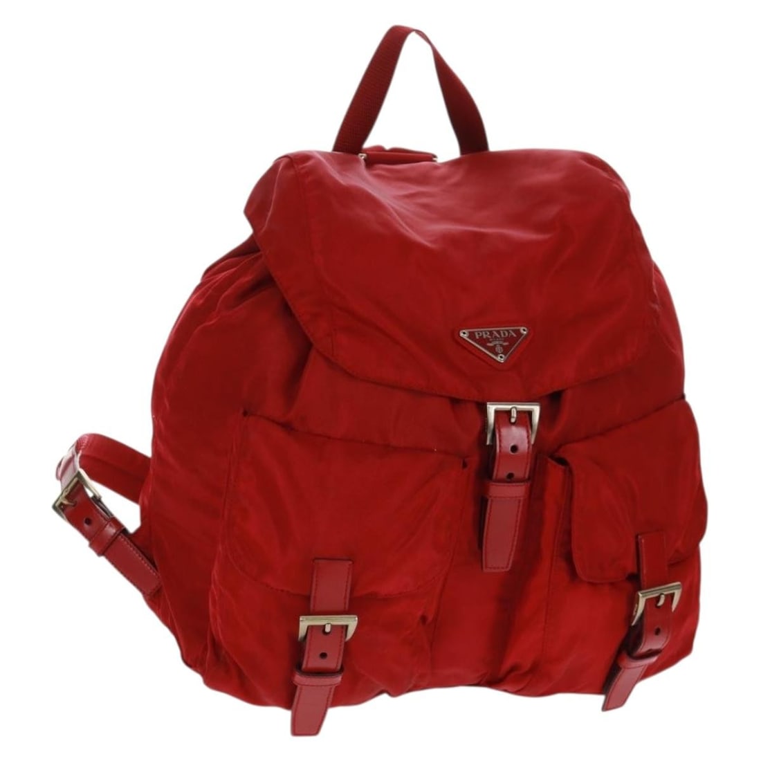 Prada Red and Silver Nylon Backpack Made in Italy with Dust Bag: Prada Red and Silver Nylon Backpack Made in Italy with Dust Bag This Prada backpack features a red and silver nylon exterior with a spacious design suitable for daily use. It includes metal fittings a