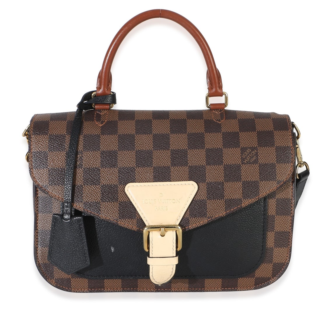 Louis Vuitton Beaumarchais shoulder bag in Damier Ebene canvas: Louis Vuitton Beaumarchais shoulder bag in Damier Ebene canvas Pre-owned Louis Vuitton Beaumarchais shoulder bag with top handle styling in Damier Ebene canvas. This unisex design features a magnetic 