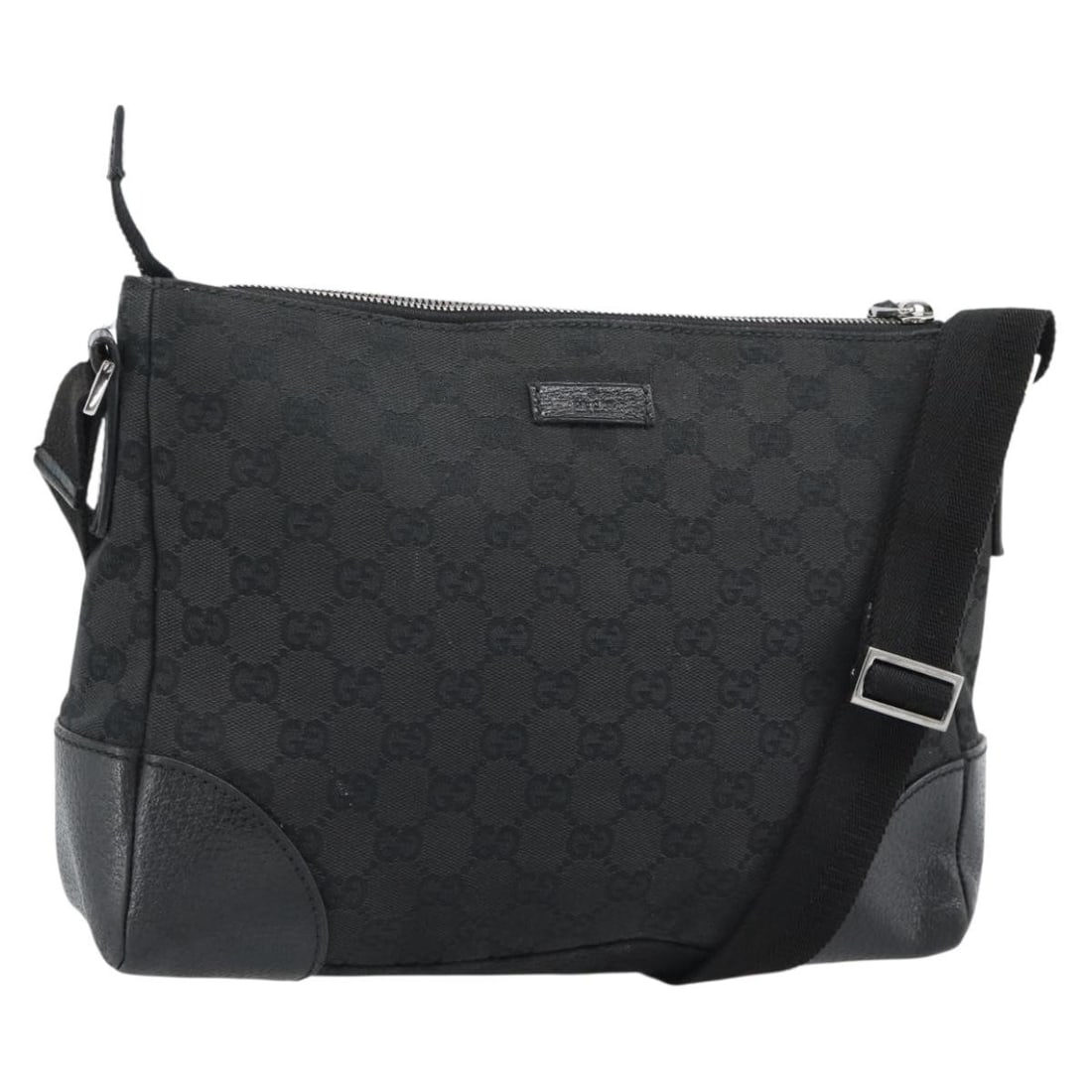GUCCI 114273 GG Canvas Shoulder Bag Black Silver: GUCCI 114273 GG Canvas Shoulder Bag Black Silver Gucci shoulder bag in GG Canvas with a black and silver color scheme. It is a women's bag made in Italy and has been repainted. The bag is offered in h