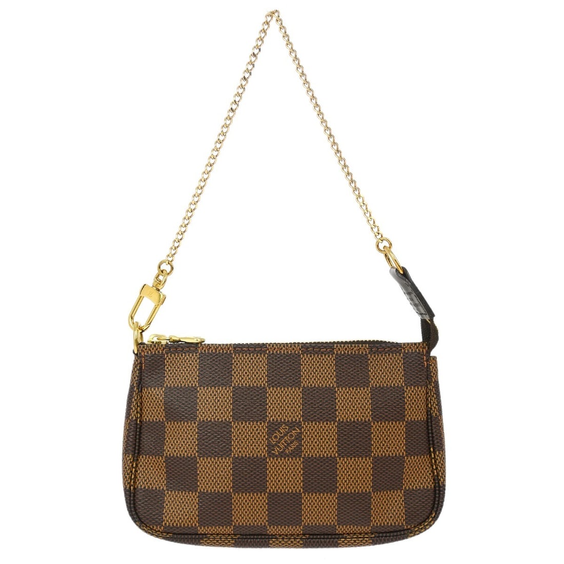 Louis Vuitton Mini Pochette Accessoires Damier Ebene Brown Handbag N58009: Louis Vuitton Mini Pochette Accessoires Damier Ebene Brown Handbag N58009 Louis Vuitton Mini Pochette Accessoires handbag in Damier Ebene brown Damier canvas with leather trim. This women's mini handb