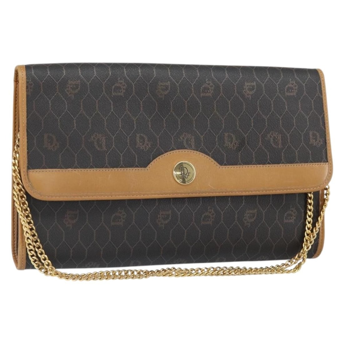 Honeycomb Pattern Black PVC Chain Shoulder Bag by Christian Dior: Honeycomb Pattern Black PVC Chain Shoulder Bag by Christian Dior This Christian Dior shoulder bag features the signature honeycomb canvas and PVC leather exterior in black and gold tones. Designed wit