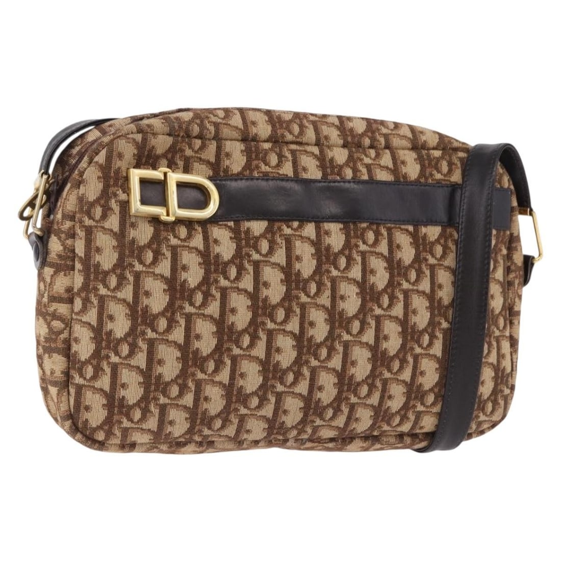 Christian Dior Brown Trotter Canvas Shoulder Bag Gold Tone: Christian Dior Brown Trotter Canvas Shoulder Bag Gold Tone Christian Dior shoulder bag in brown Trotter canvas with gold tone accents. Made in France, this women's bag has a slim profile and includes 