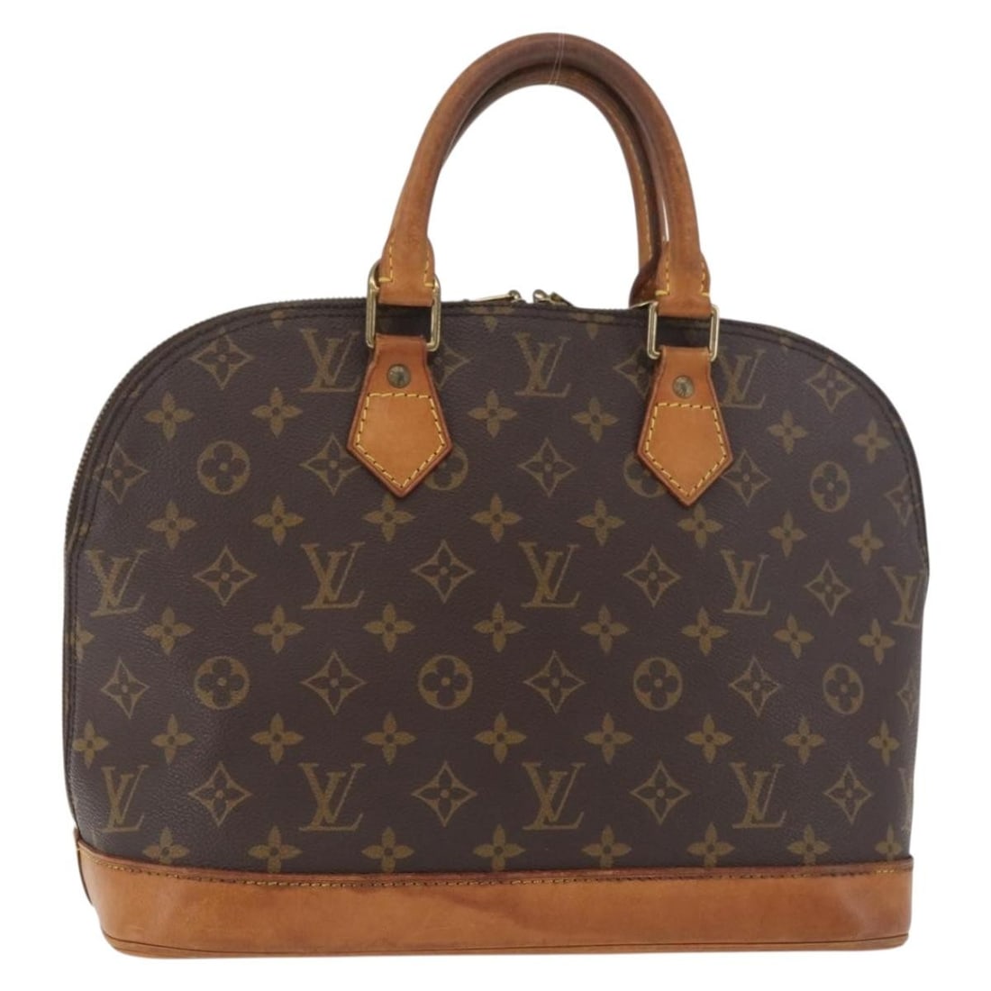 Louis Vuitton M51130 Alma Hand Bag in Monogram Canvas: Louis Vuitton M51130 Alma Hand Bag in Monogram Canvas Louis Vuitton Alma handbag in Monogram canvas with a structured silhouette and top handles. Made in France, this women's handbag shows heavy use w
