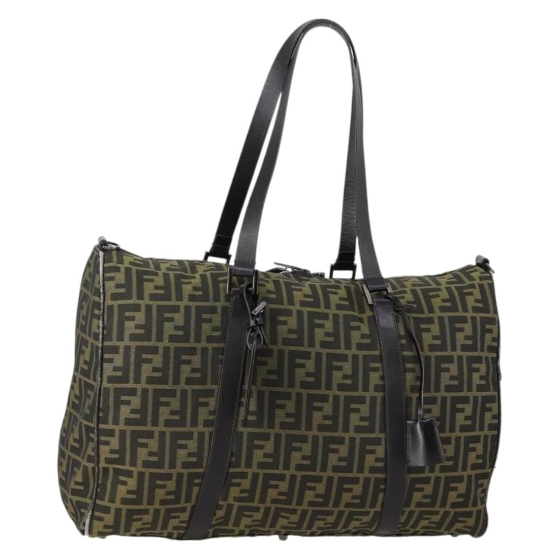 FENDI Zucca Canvas Tote Bag Black Brown Made in Italy: FENDI Zucca Canvas Tote Bag Black Brown Made in Italy Introducing the FENDI Zucca Canvas Tote Bag, a stylish accessory that combines luxury and practicality. This tote features a classic Zucca canvas 
