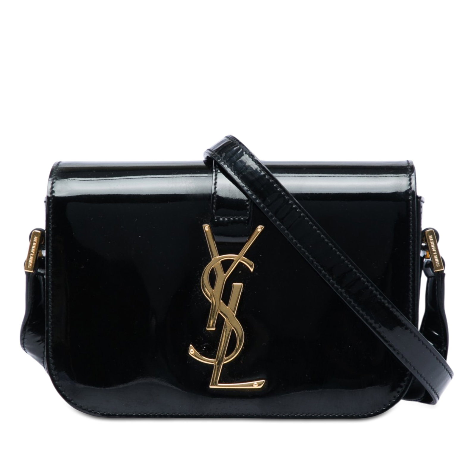 Saint Laurent Universite Small Patent Leather Monogram Crossbody Bag: Saint Laurent Universite Small Patent Leather Monogram Crossbody Bag Saint Laurent Small Patent Monogram Universite Crossbody bag in black patent leather. This crossbody design features an adjustable 