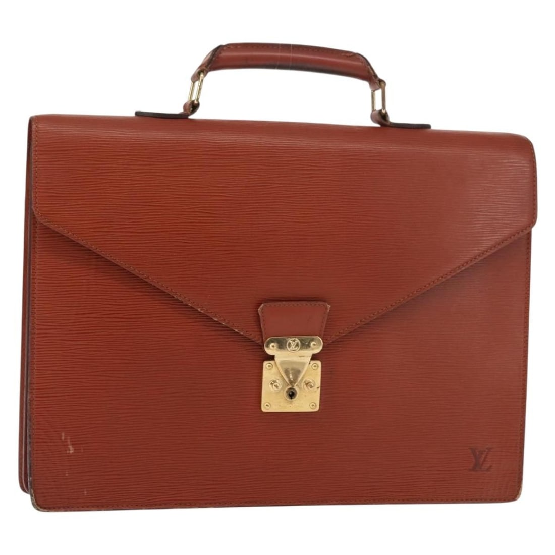 LOUIS VUITTON Epi Leather Serviette Ambassador Business Bag Brown M54413: LOUIS VUITTON Epi Leather Serviette Ambassador Business Bag Brown M54413 Discover the classic elegance of the LOUIS VUITTON Epi Serviette Ambassador Business Bag in a sophisticated brown hue. Crafted 