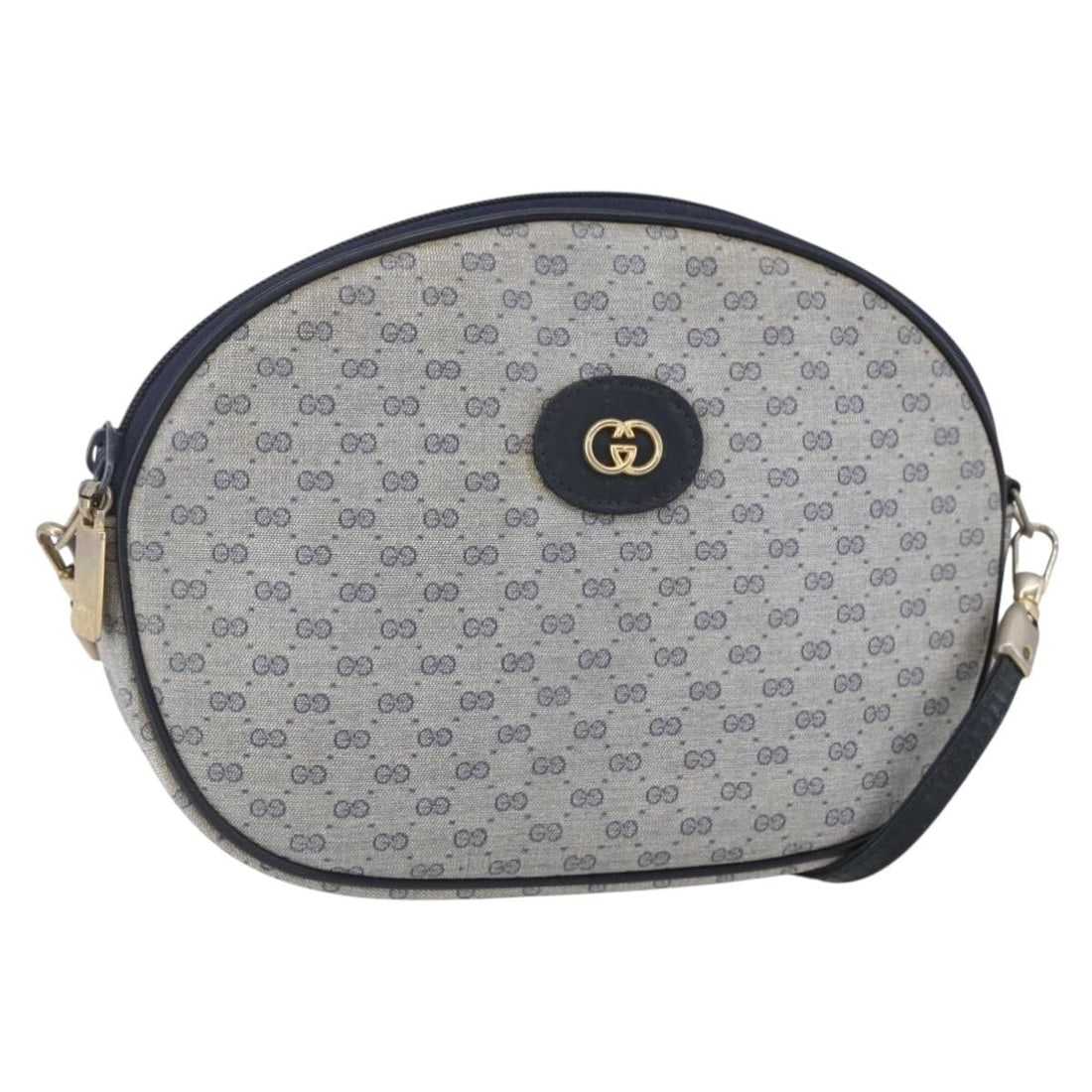 GUCCI Micro GG Supreme Shoulder Bag PVC Navy Gold Made in Italy: GUCCI Micro GG Supreme Shoulder Bag PVC Navy Gold Made in Italy This GUCCI Micro GG Supreme Shoulder Bag is a stylish accessory that showcases the brand's signature elegance. Crafted from durable PVC 