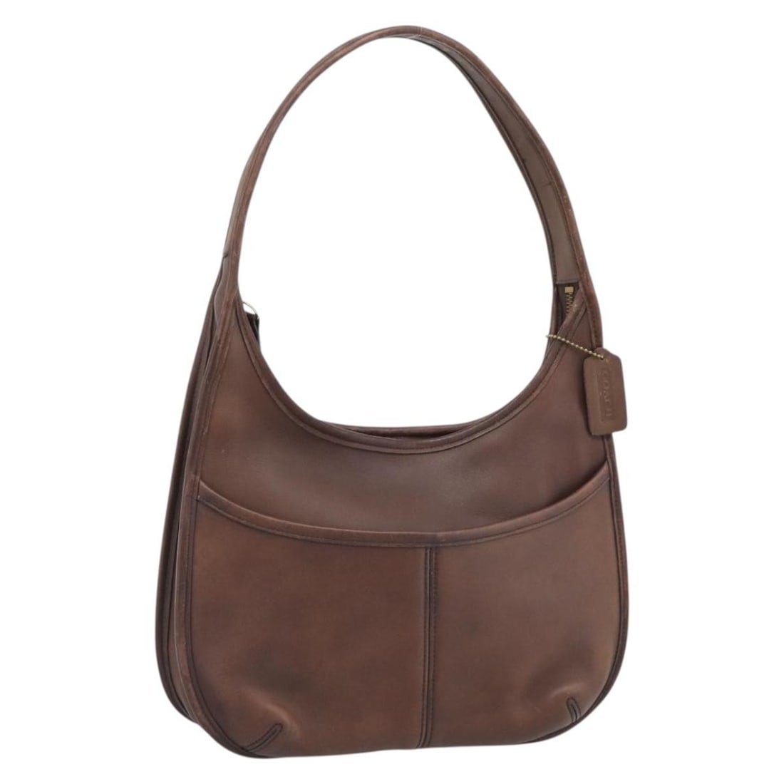 Coach Leather Shoulder Bag Brown with Charm Made in USA (1 of 18)