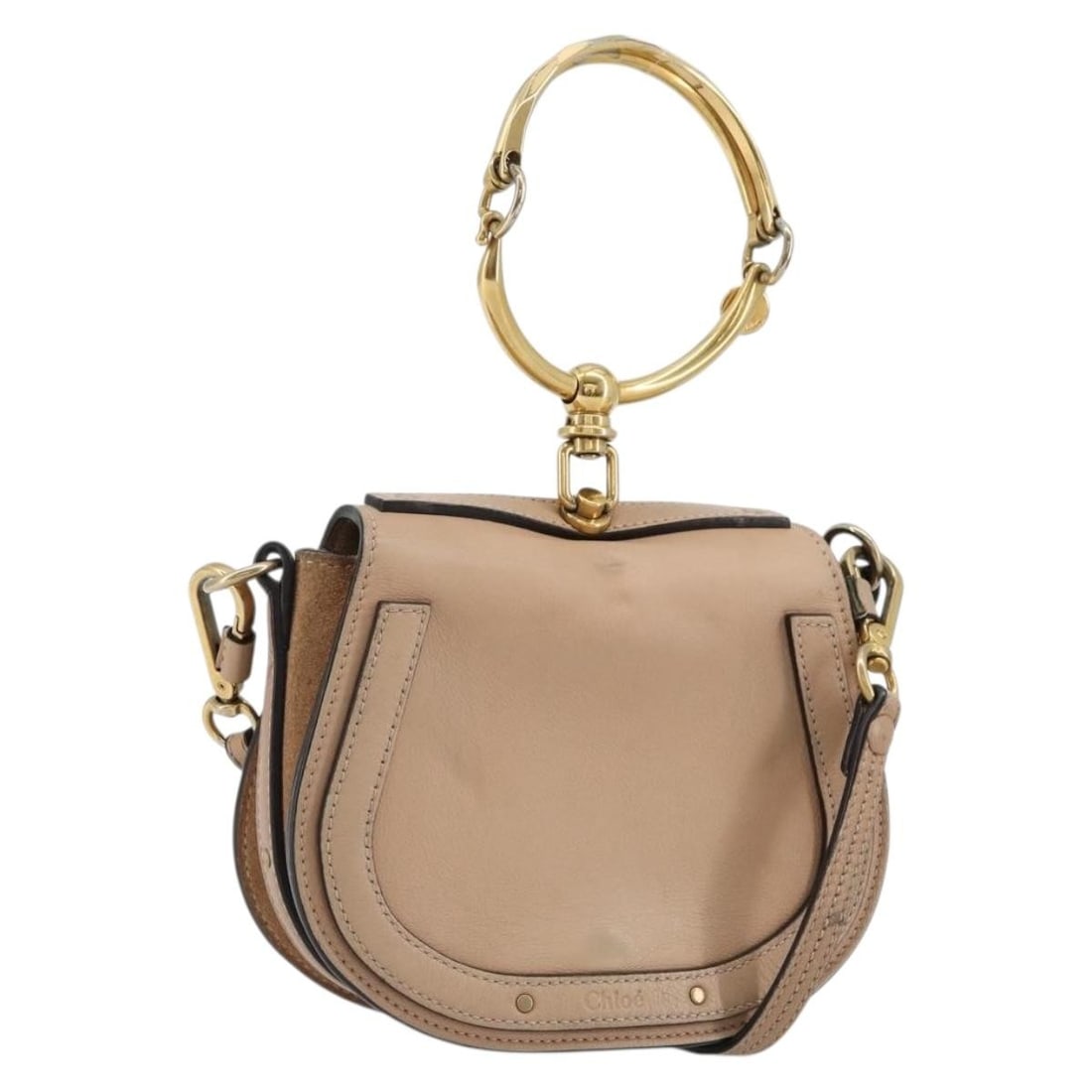 Chloe Nile 2way Leather Handbag Pink Gold with Shoulder Strap: Chloe Nile 2way Leather Handbag Pink Gold with Shoulder Strap This Chloe Nile handbag is crafted from leather in a pink and gold color combination. It comes with a shoulder strap for 2-way wear and is