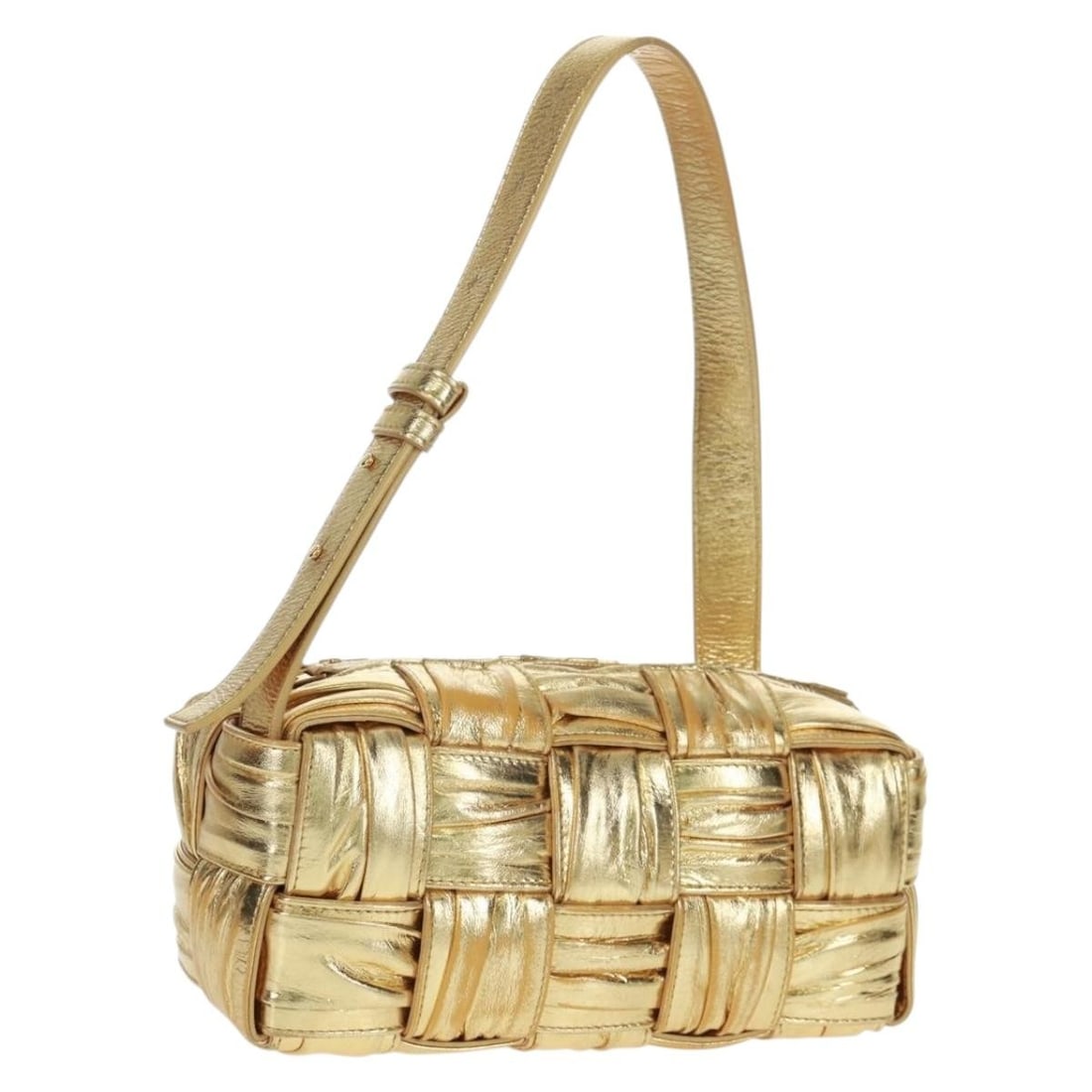 Bottega Veneta Maxi Intrecciato Leather Shoulder Bag in Gold (1 of 18)