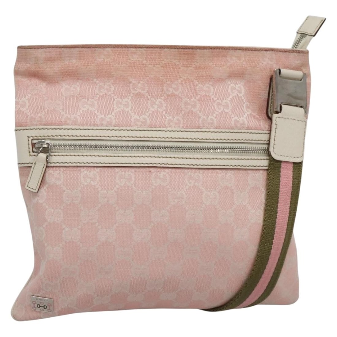 Gucci Sherry Line Pink Silver GG Canvas Tote Bag: Gucci Sherry Line Pink Silver GG Canvas Tote Bag This is a Gucci GG Canvas Sherry Line tote bag in pink and silver, crafted in Italy. The bag features the iconic GG canvas exterior with leather accent