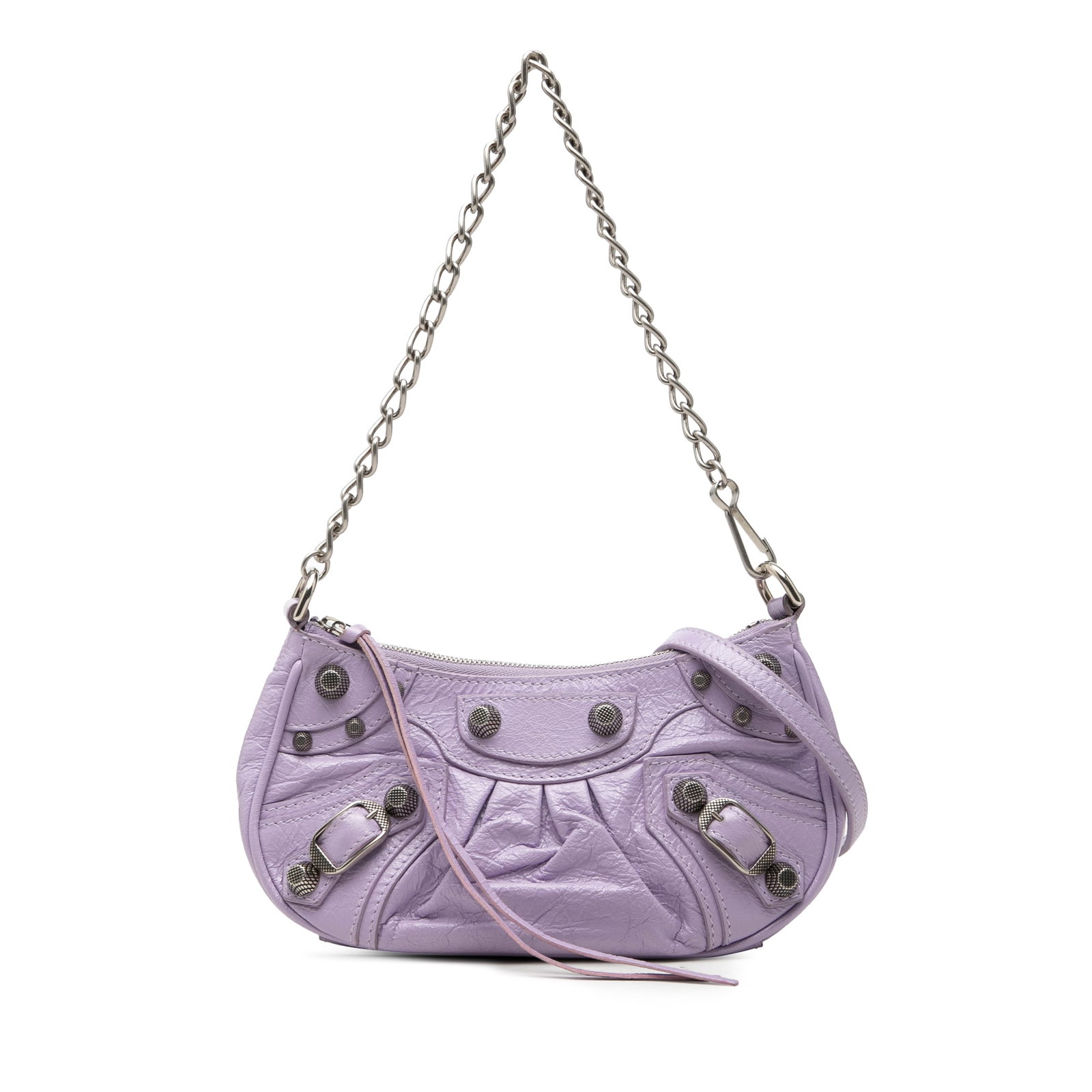 Balenciaga Le Cagole Mini Purple Embossed Leather Shoulder Bag (1 of 8)