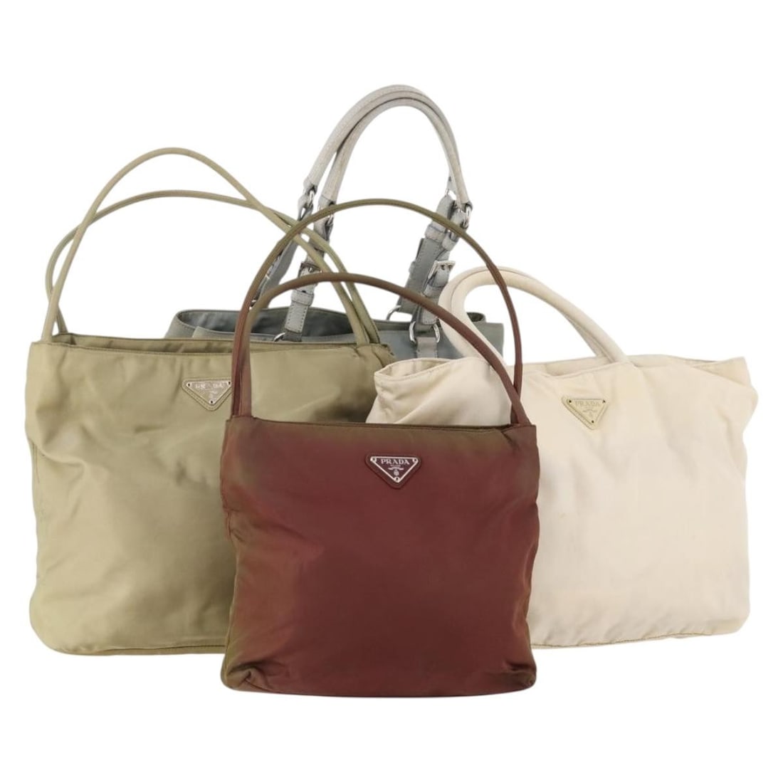 Set of 4 Prada nylon handbags white khaki light blue with card (1 of 18)