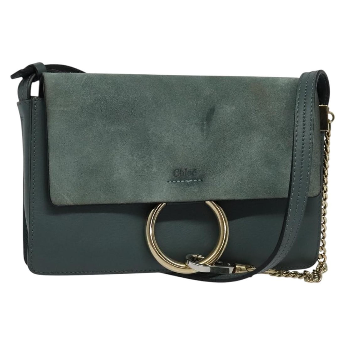 Chloe Faye blue suede shoulder bag 23cm x 13cm x 2cm: Chloe Faye blue suede shoulder bag 23cm x 13cm x 2cm This Chloe Faye Shoulder Bag features a stylish combination of leather and suede in blue. Designed for women, the bag is crafted in Spain and showc