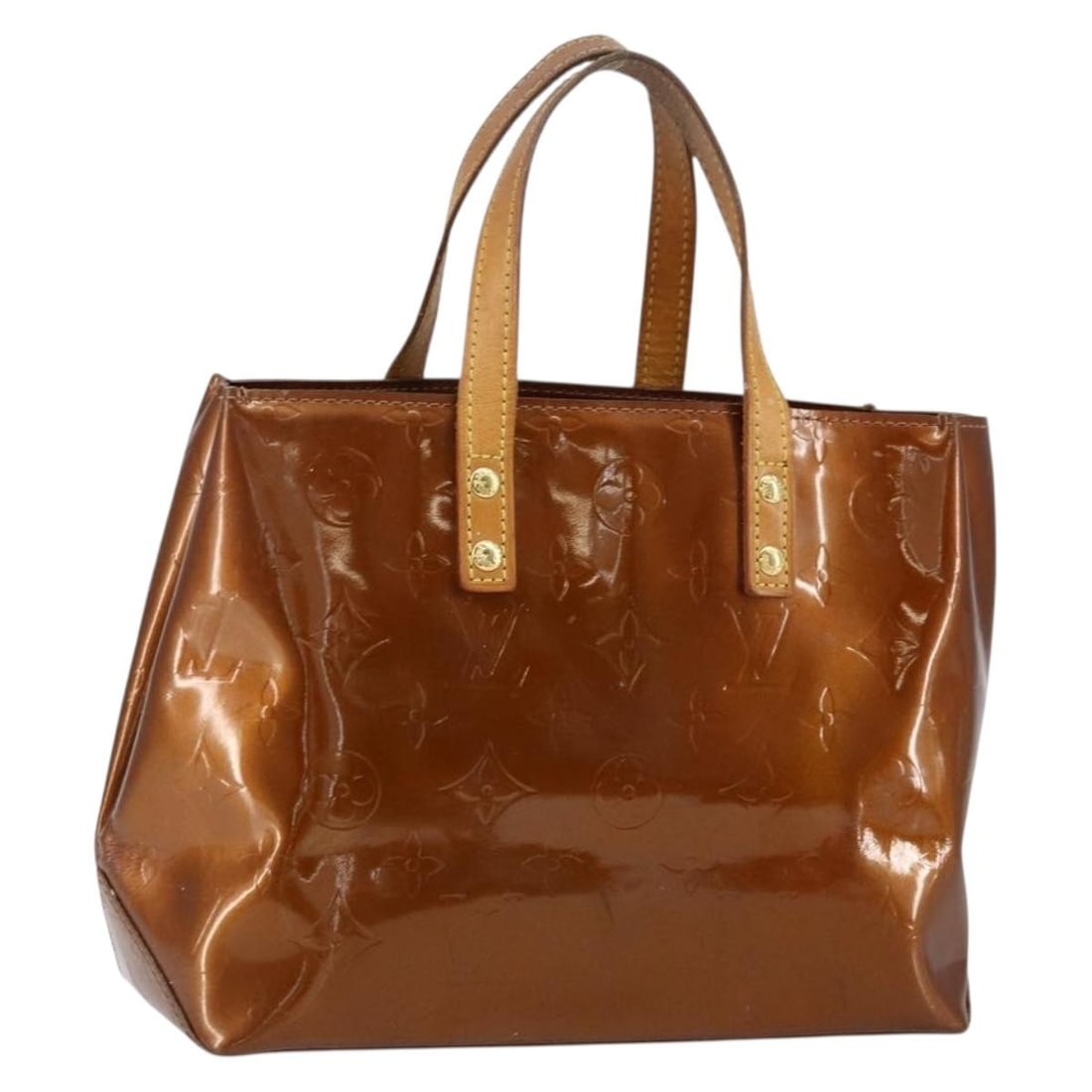 LOUIS VUITTON Monogram Vernis Reade PM Bronze Hand Bag M91146: LOUIS VUITTON Monogram Vernis Reade PM Bronze Hand Bag M91146 This Louis Vuitton Monogram Vernis Reade PM Hand Bag exudes elegance with its stunning bronze patent leather exterior. Crafted in France, 