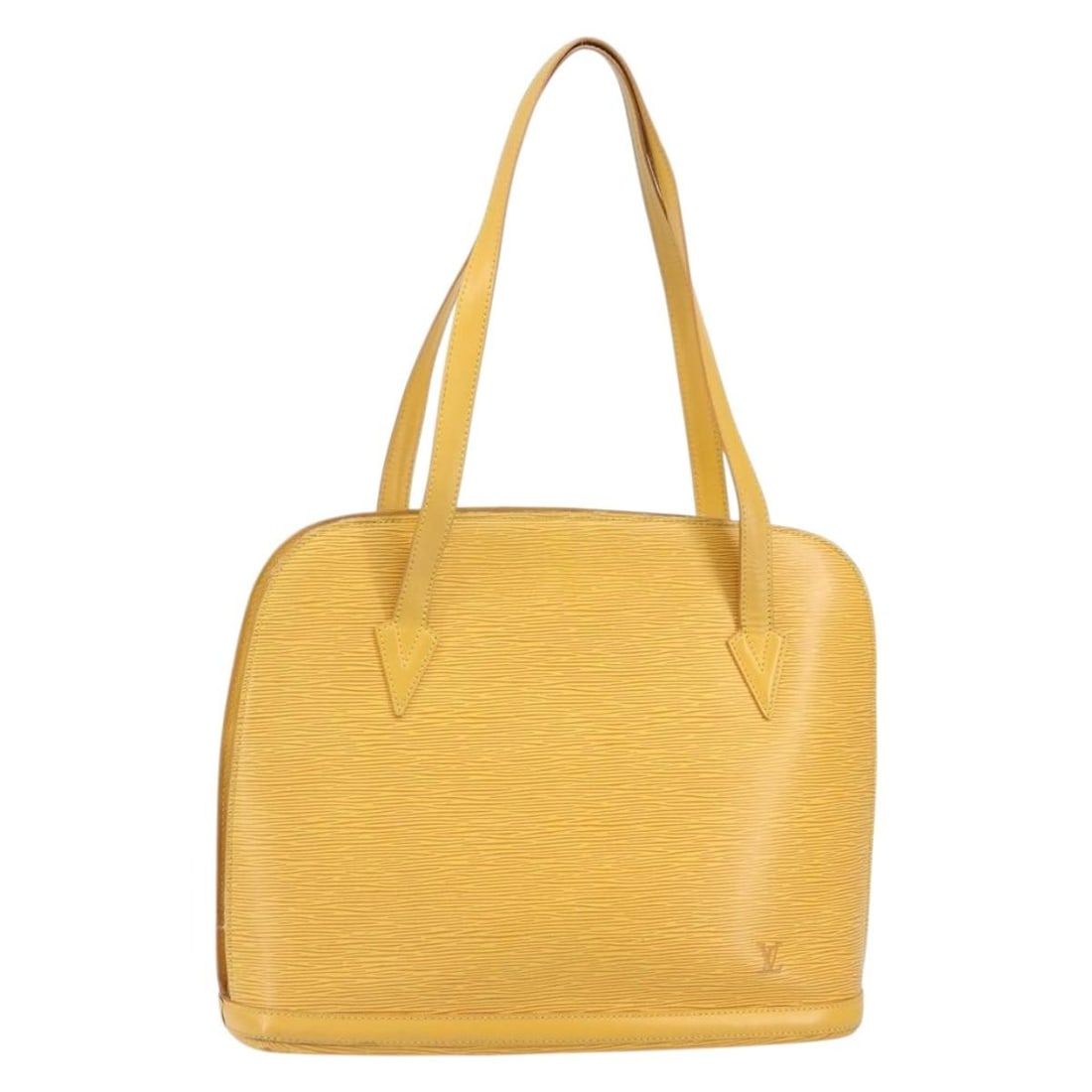 Louis Vuitton Epi Lussac Yellow Shoulder Bag Model M52289: Louis Vuitton Epi Lussac Yellow Shoulder Bag Model M52289 This Louis Vuitton Epi Lussac shoulder bag features a structured silhouette crafted from yellow Epi leather. The bag is made in France and is 