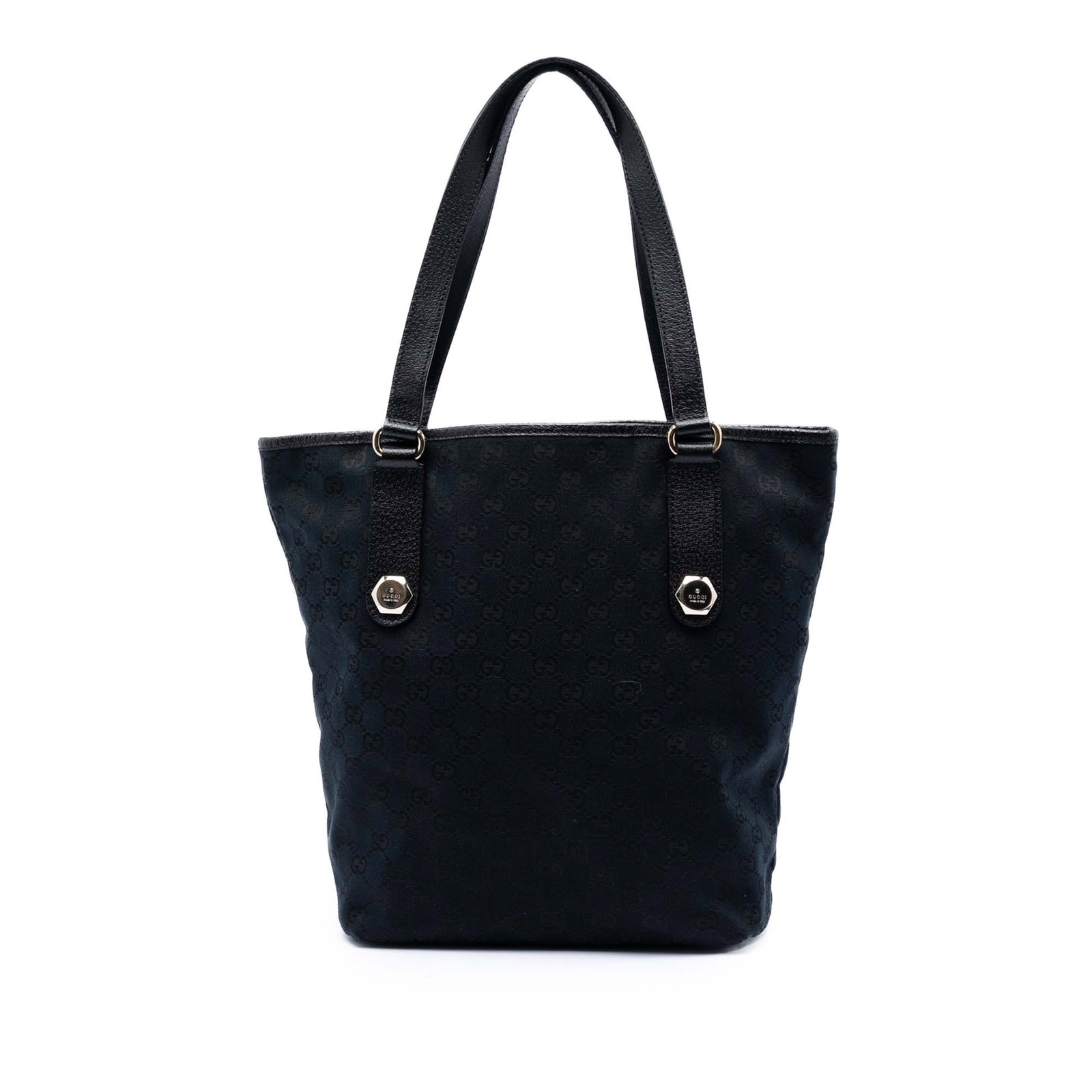 Blue Gucci Charmy GG Canvas Tote Bag: Blue Gucci Charmy GG Canvas Tote Bag This Gucci GG Canvas Charmy Tote features a blue canvas body with leather trim, flat leather straps, an open top, and interior zip and slip pockets. The bag is mad