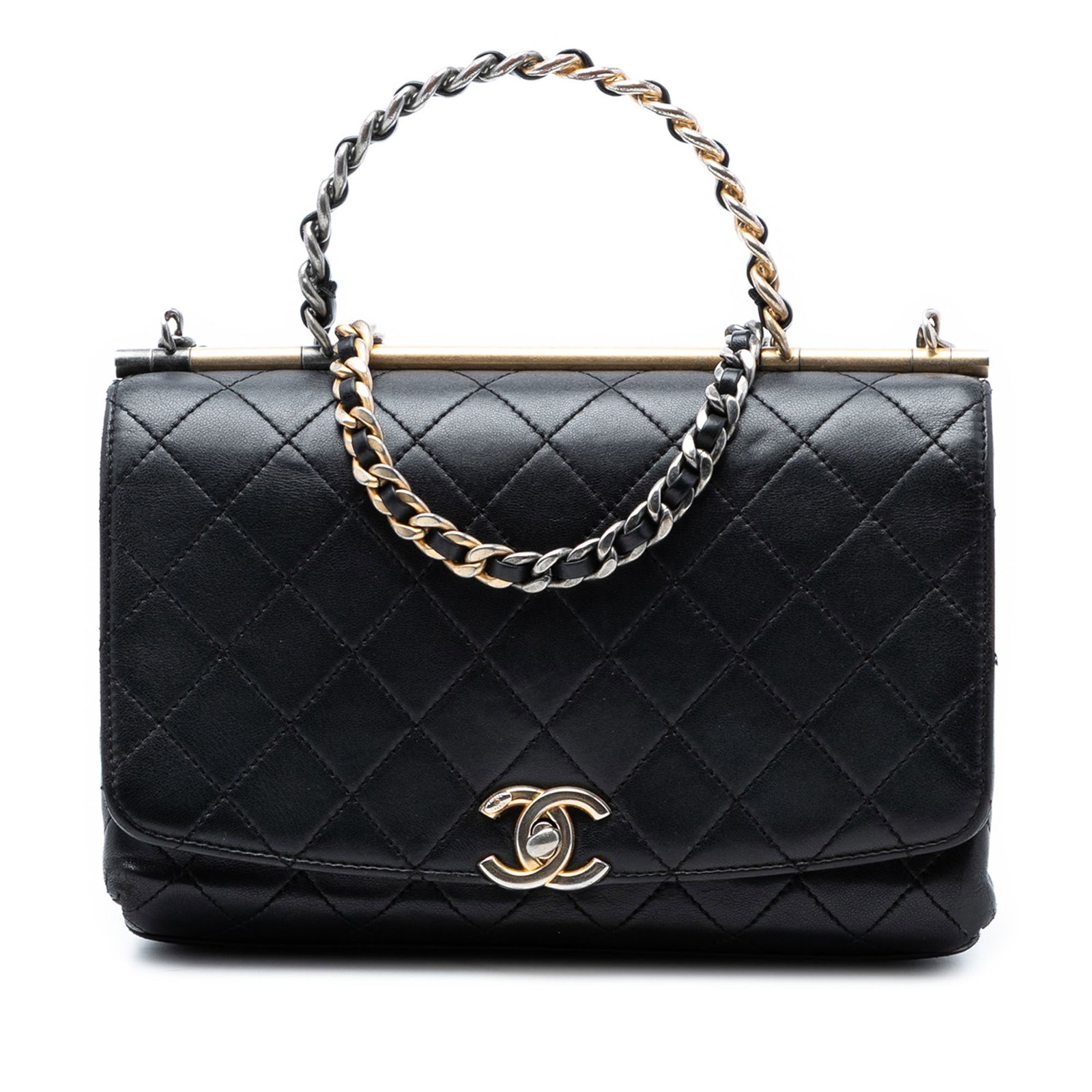 Chanel La Parisienne quilted lambskin flap satchel black (1 of 7)