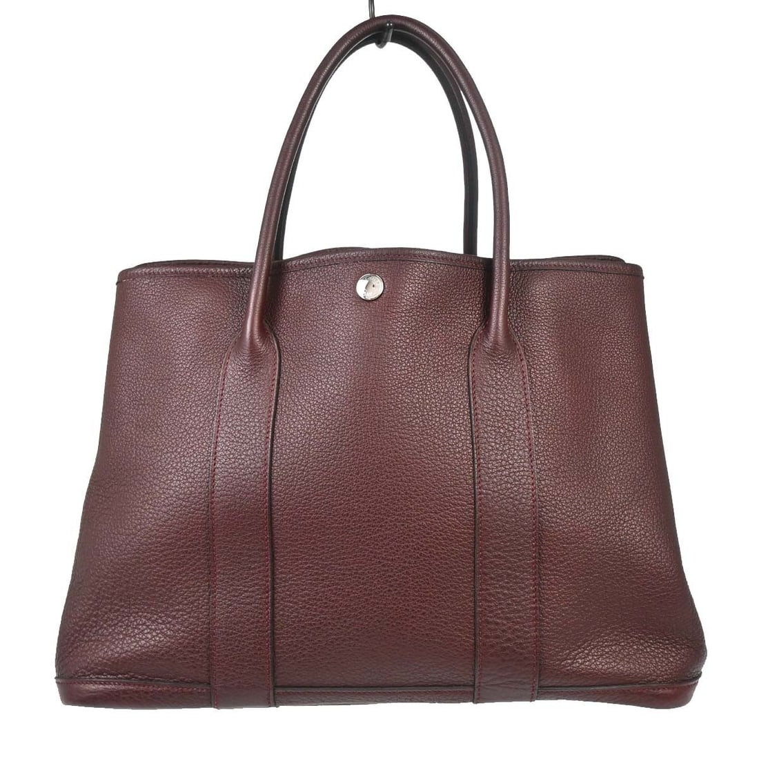 Hermes Garden Party 36 PM Prune Negonda and Canvas Tote: Hermes Garden Party 36 PM Prune Negonda and Canvas Tote Hermes Garden Party 36 PM tote bag in Prune, made in France. It features double handles with a 5 in handle drop, silver-tone hardware, and a zip