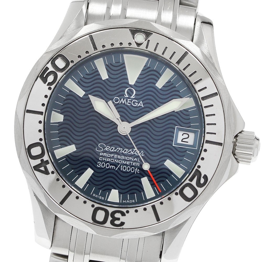OMEGA Seamaster 300m Jacques Mayol 1999 Automatic Date Watch Ref 2554.80: OMEGA Seamaster 300m Jacques Mayol 1999 Automatic Date Watch Ref 2554.80 Pre-owned OMEGA Seamaster 300m Jacques Mayol 1999 automatic wristwatch with date display. This unisex watch features a blue dia