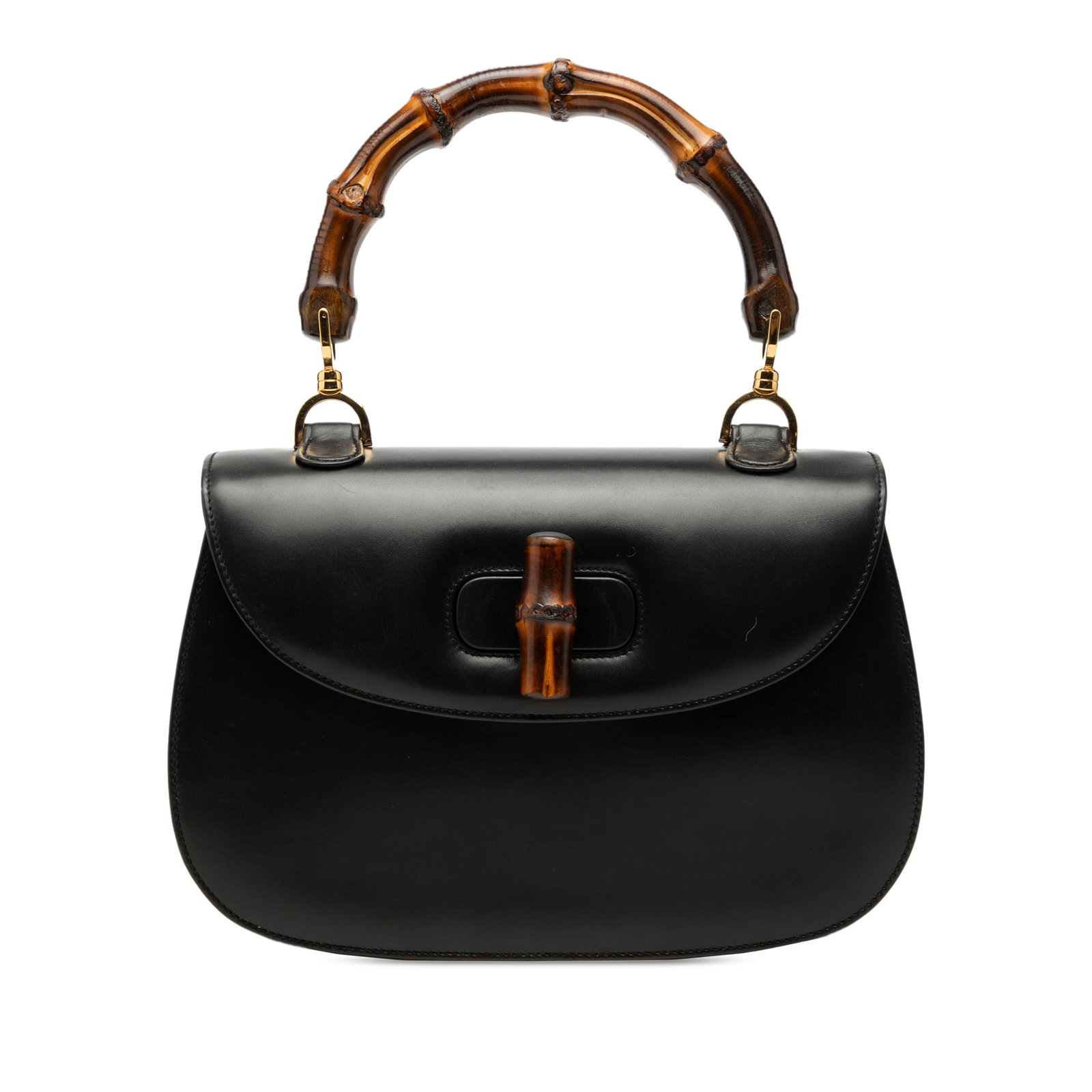 Gucci Bamboo Night Calfskin Leather Flap Handbag Black (1 of 8)
