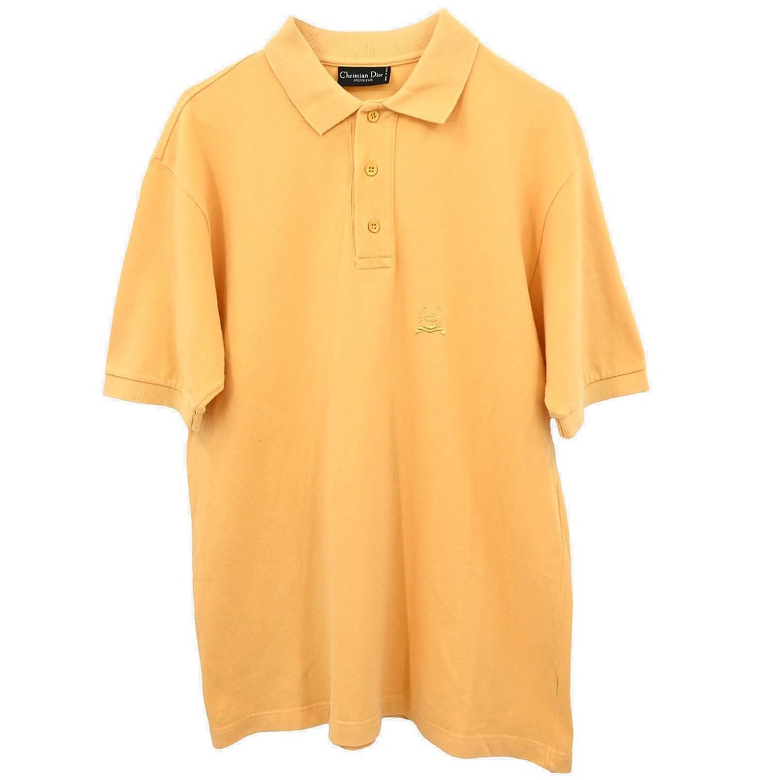 Dior Yellow Cotton Short Sleeve Polo Top IT 50 Women: Dior Yellow Cotton Short Sleeve Polo Top IT 50 Women Christian Dior yellow polo top in 100% cotton with a collared neckline, short sleeves, regular fit, and logo accent. Made in Italy. Condition is ve