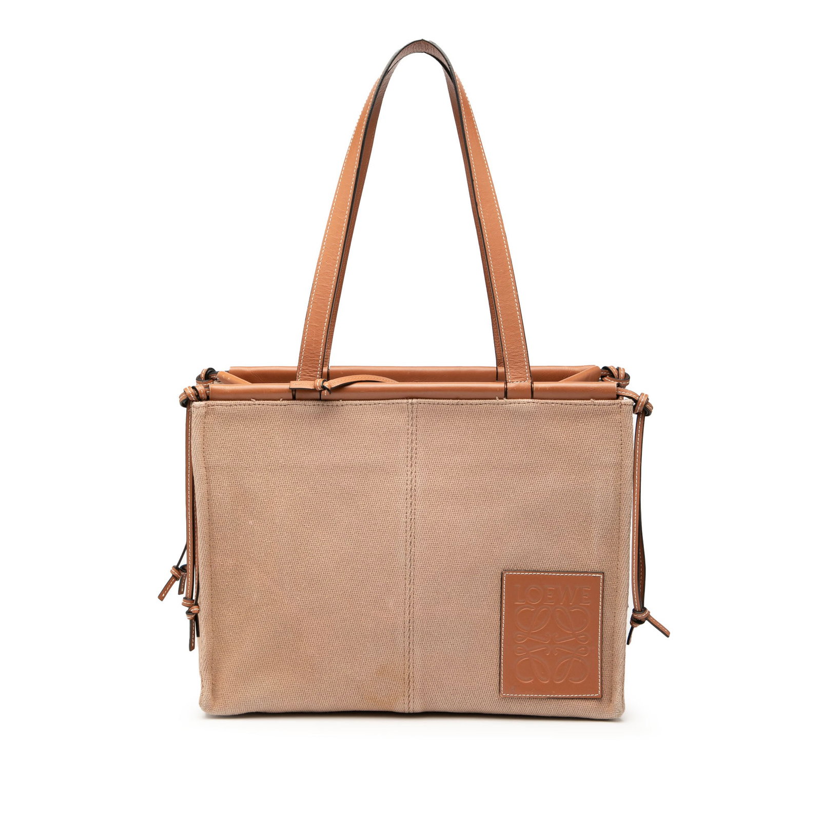 Loewe Small Cushion Tote Brown Canvas and Leather Handbag (1 of 9)