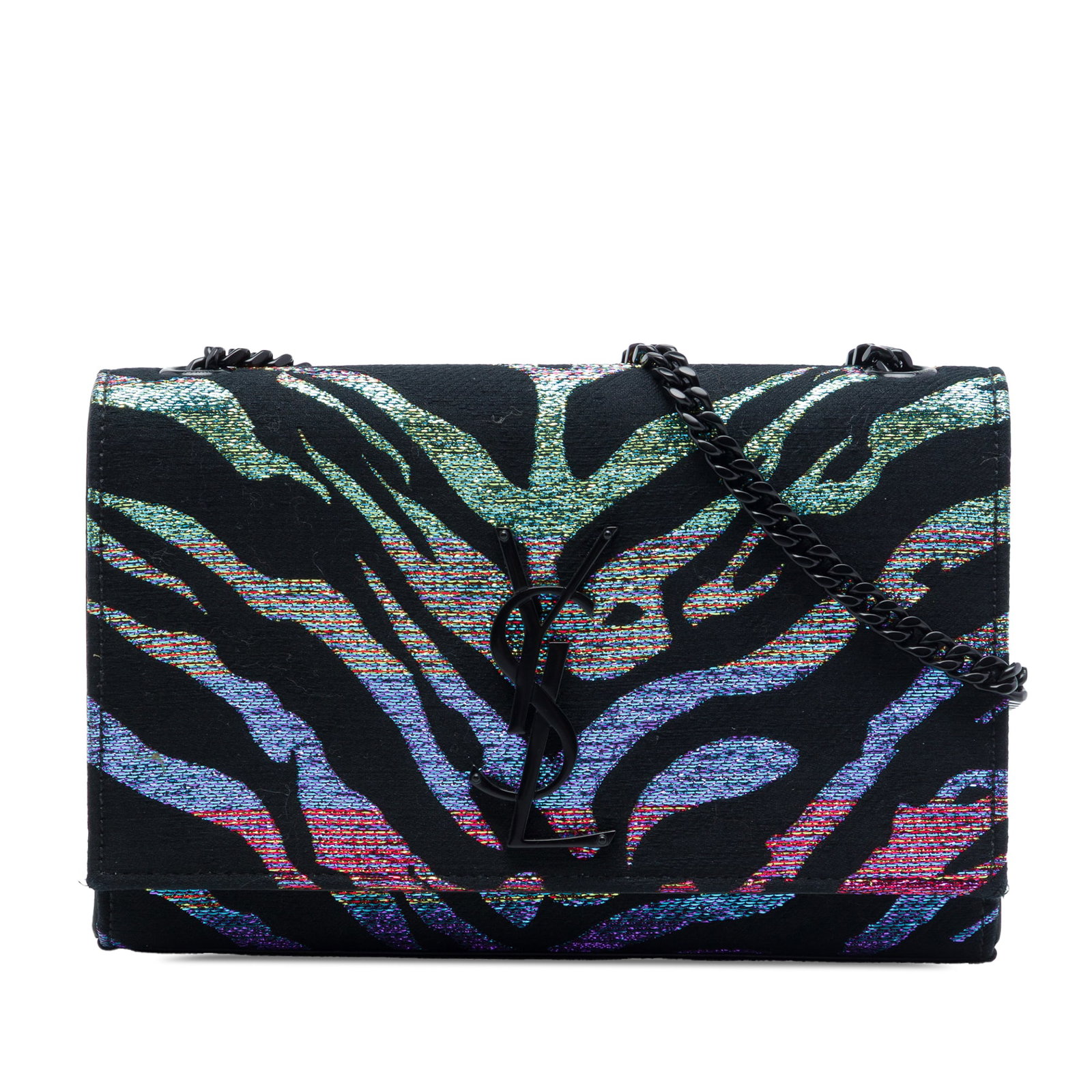 Saint Laurent Kate Small Tiger Print Canvas Crossbody Bag: Saint Laurent Kate Small Tiger Print Canvas Crossbody Bag Saint Laurent Small Canvas Metallic Tiger Print Monogram Kate Crossbody bag with a canvas body, chain-link shoulder strap, front flap with mag