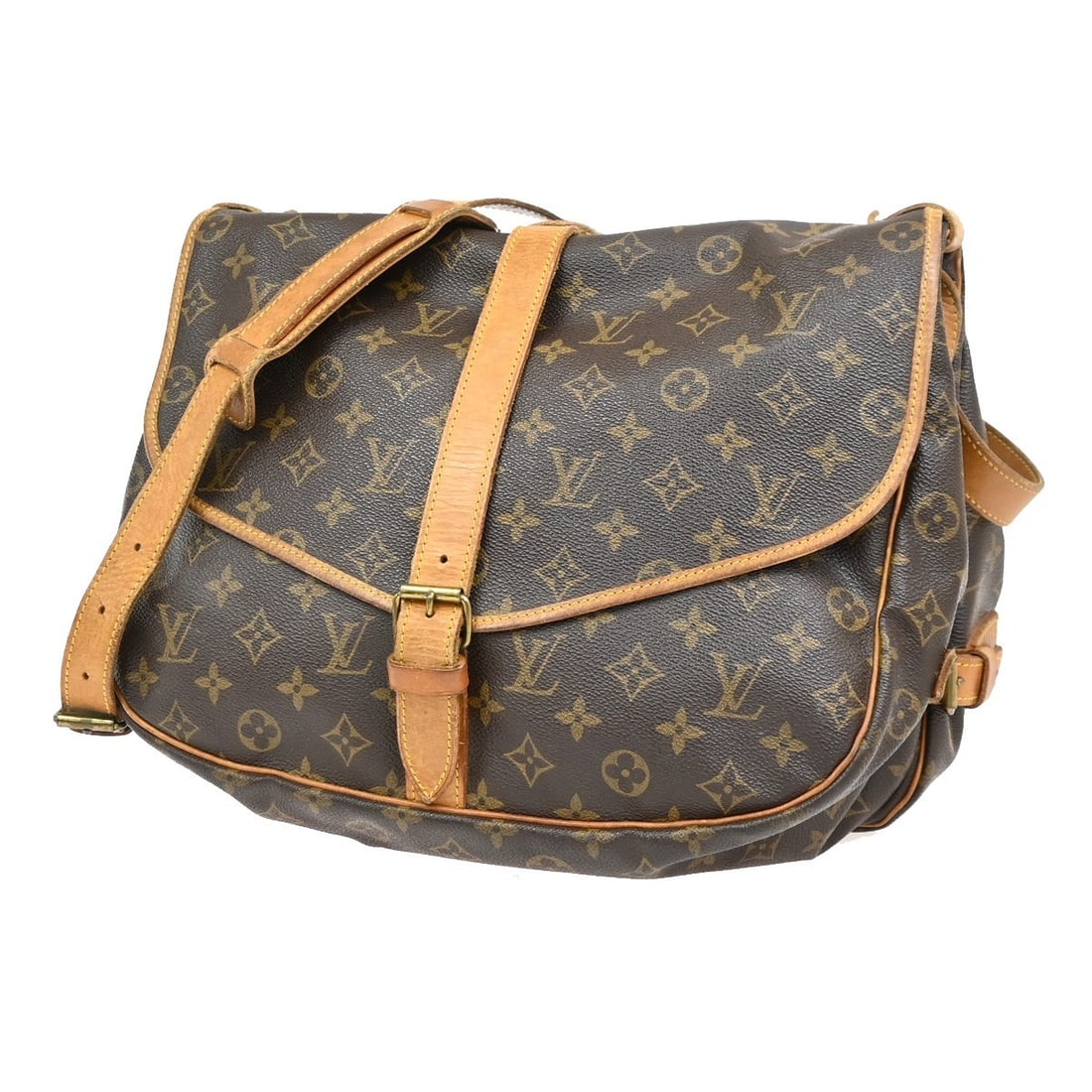 Louis Vuitton Saumur brown leather shoulder bag: Louis Vuitton Saumur brown leather shoulder bag Louis Vuitton Saumur monogram shoulder bag in brown leather. This piece is made in France and remains in good condition, showing light wear to the exter